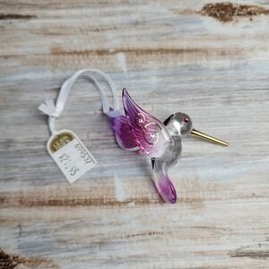 Glass Baron Purple Hummingbird Glass Ornament 22k Gold Swarovski Crystals W1 652